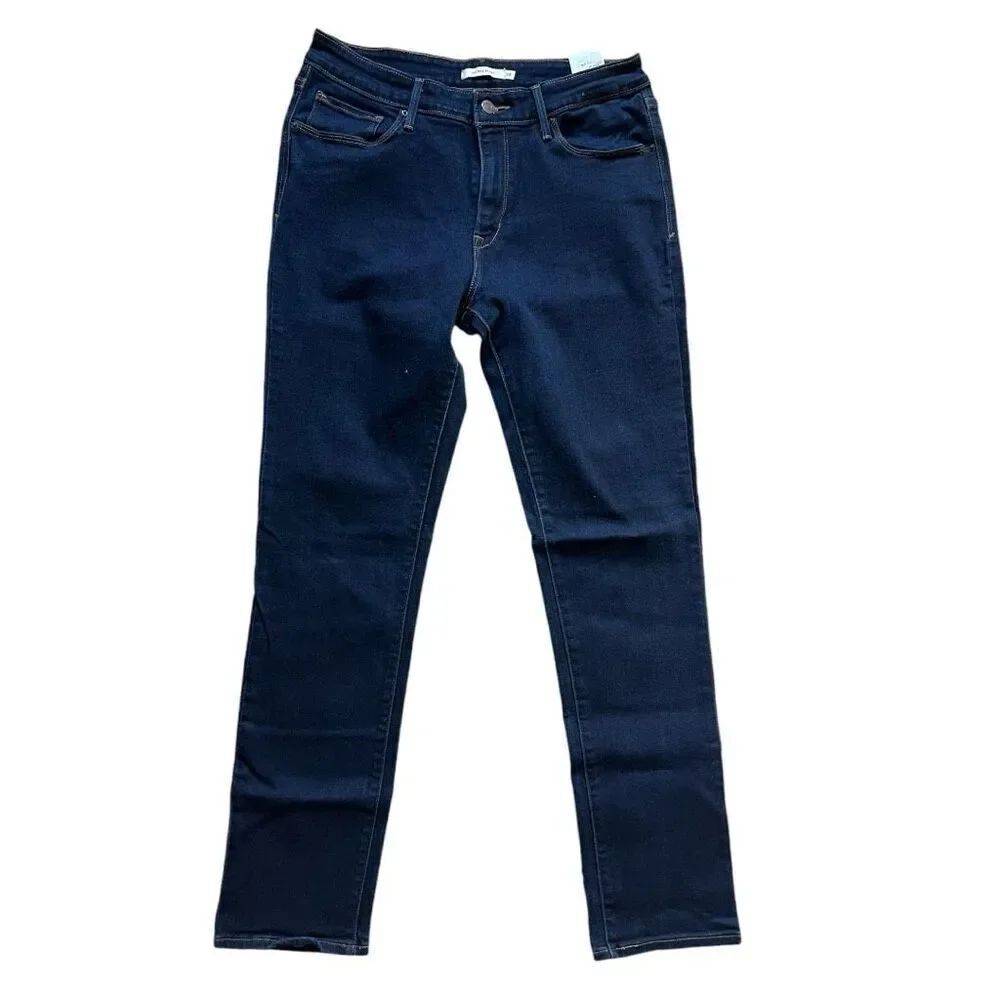 Womens Levis Mid-Rise Dark Indigo Rinse Skinny Jeans - Sz 14